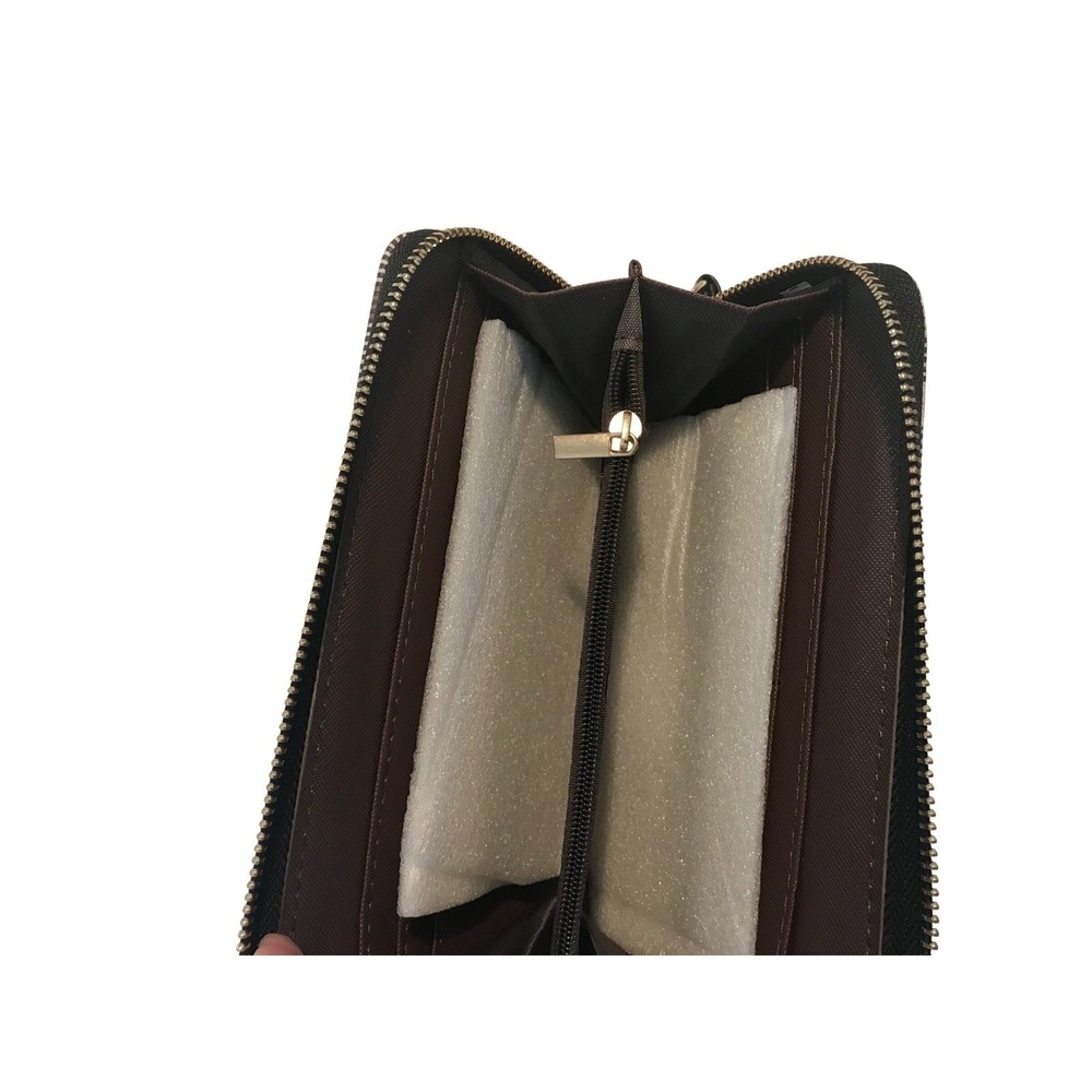 Geometric Plaid Zip Around Clutch - Picture 5 of 9
